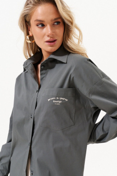 Блуза прямого кроя из хлопка с авторской вышивкой Prestige 4873 графит - фото 3