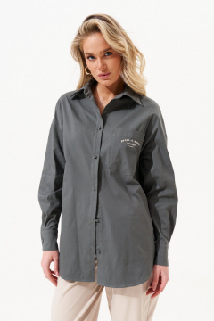 Блуза прямого кроя из хлопка с авторской вышивкой Prestige 4873 графит - фото 1