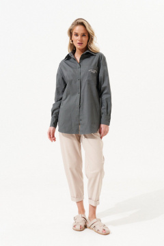 Блуза прямого кроя из хлопка с авторской вышивкой Prestige 4873 графит - фото 2