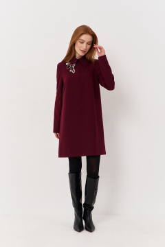 Платье прямого силуэта из плательной ткани с воротником-рубашкой FLAIM 1112.01 марсала - фото 3