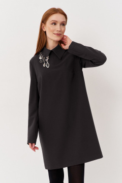 Платье оверсайз с складками и имитацией запаха FLAIM 1112.02 черный - фото 4