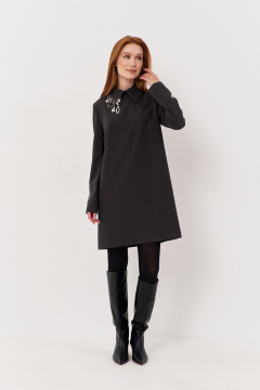 Платье оверсайз с складками и имитацией запаха FLAIM 1112.02 черный - фото 1