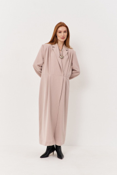 Платье оверсайз с складками и декором в стиле casual FLAIM 1113.01 бежевый - фото 5