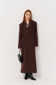 Платье оверсайз с рукавами и складками из плательной ткани FLAIM 1113.02 коричневый - фото 4