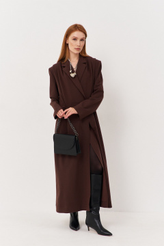 Платье оверсайз с рукавами и складками из плательной ткани FLAIM 1113.02 коричневый - фото 1