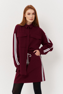 Рубашка и юбка в классическом стиле из костюмной ткани FLAIM 1115.02 марсала - фото 5