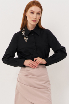 Рубашка прямого кроя с декоративными подвесками FLAIM 1116 черный - фото 1
