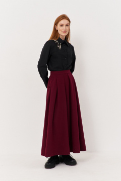 Юбка свободного силуэта из плательной ткани с складками FLAIM 1117.01 марсала - фото 5