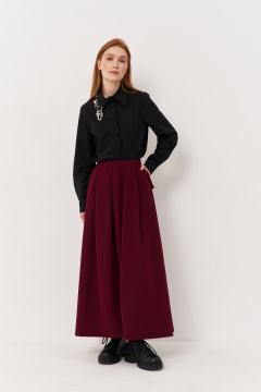 Юбка свободного силуэта из плательной ткани с складками FLAIM 1117.01 марсала - фото 4