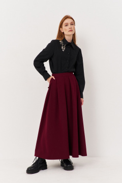 Юбка свободного силуэта из плательной ткани с складками FLAIM 1117.01 марсала - фото 1