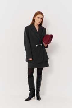 Костюм двойка женский жакет и спідка из костюмной ткани FLAIM 1118 серый_графит - фото 1