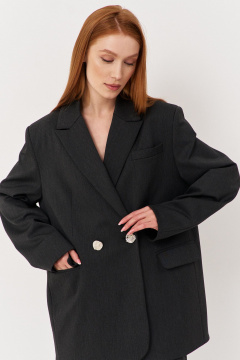 Жакет свободного кроя из костюмной ткани для демисезона FLAIM 1119 серый_графит - фото 5