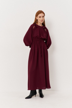 Платье макси с декоративными завязками по горловине FLAIM 1122 бургунди - фото 1