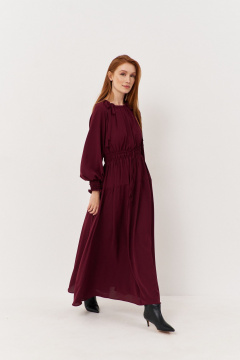 Платье макси с декоративными завязками по горловине FLAIM 1122 бургунди - фото 3