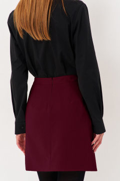 Юбка на запах из костюмной ткани с оборками FLAIM 1124.02 марсала - фото 3
