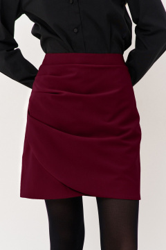 Юбка на запах из костюмной ткани с оборками FLAIM 1124.02 марсала - фото 2