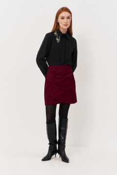 Юбка на запах из костюмной ткани с оборками FLAIM 1124.02 марсала - фото 1