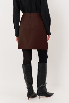 Юбка на запах из костюмно-плательной ткани с складками FLAIM 1124.03 коричневый - фото 3