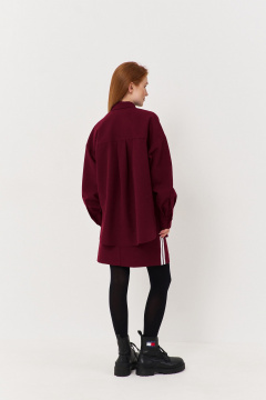 Рубашка свободного кроя из костюмной ткани с деталями FLAIM 1125.02 марсала - фото 4