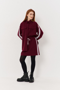 Рубашка свободного кроя из костюмной ткани с деталями FLAIM 1125.02 марсала - фото 2