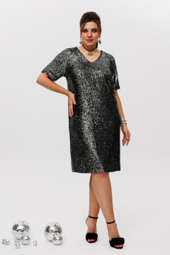 Платье с пайетками и V-вырезом для торжественных случаев Anelli 1441 диско_шар - фото 4