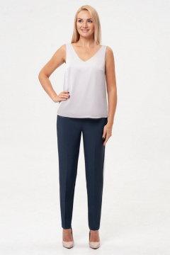 Блузка деловая с атласным блеском и V-образным вырезом IVARI 423 светло-серый - фото 2