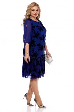 Нарядное платье с флоксами и шифоновой прозрачностью Abbi 1036 синий - фото 5