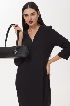 Платье с запахом и нагрудными вытачками миди из костюмной ткани Твой имидж 1987 чёрный - фото 4