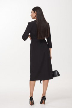 Платье с запахом и нагрудными вытачками миди из костюмной ткани Твой имидж 1987 чёрный - фото 2