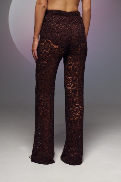 Брюки кружевные нарядные в коричневом цвете Prestige 4930 коричневый - фото 2