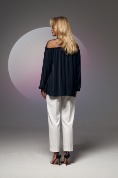 Черная блузка с рюшей и стойкой воротником Prestige 4942 черный - фото 5