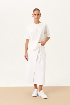 Футболка свободного кроя из трикотажа с вышивкой Prestige 5050 молоко - фото 3