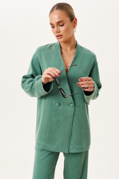 Костюм из вискозы с жакетом и брюками прямого силуэта Prestige 5063 дымчато-зеленый - фото 2