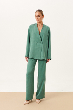 Костюм из вискозы с жакетом и брюками прямого силуэта Prestige 5063 дымчато-зеленый - фото 1