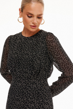 Платье А-силуэта из вискозы с складками и потайной застежкой Prestige 5251 черный - фото 2