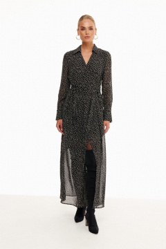 Платье на запах с отрезной линией талии и длинными рукавами Prestige 5221 черный - фото 1