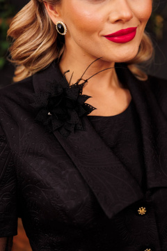 Элегантное платье с жакетом из текстиля для торжества Мода Юрс 2864 черный_огурцы - фото 3