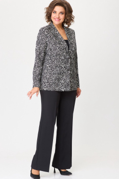 Черный деловой комплект из текстиля: жакет и брюки БелЭльСтиль 866-2_99_22+601-2_88_22 черный_дизайн+черный_однотон - фото 2