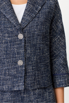 Деловой костюм с жакетом и юбкой из текстиля DaLi 3455.2 синий меланж - фото 2