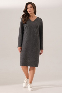 Платье прямое из трикотажа с фигурным разрезом и вставками Панда 166580w серый - фото 1