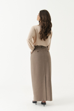 Юбка полуприлегающего силуэта из текстиля с складками Панда 195453w коричневый - фото 5