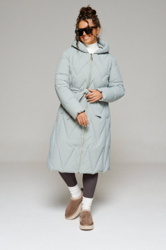 Пальто из стёганой ткани с капюшоном и карманами Beautiful&Free 6246 мята - фото 2