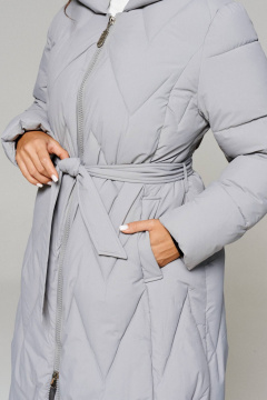 Пальто с рельефами и капюшоном из влагостойкой ткани Beautiful&Free 6246 серый - фото 5