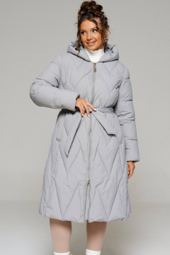 Пальто с рельефами и капюшоном из влагостойкой ткани Beautiful&Free 6246 серый - фото 4