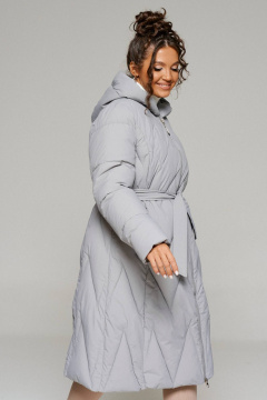 Пальто с рельефами и капюшоном из влагостойкой ткани Beautiful&Free 6246 серый - фото 3