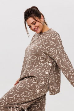 Костюм 2-ка с брюками палаццо и свитшотом с ярким принтом Anelli 1494 кардамоновый_жираф - фото 5