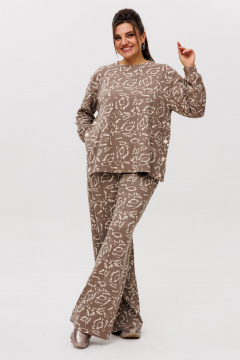 Костюм 2-ка с брюками палаццо и свитшотом с ярким принтом Anelli 1494 кардамоновый_жираф - фото 1