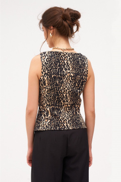 Жилет женский из текстиля с патой и талиевыми швами KaVaRi 5006 леопард - фото 3
