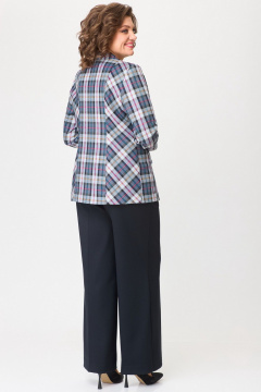Жакет полуприлегающего кроя из текстили с рельефами и карманами БелЭльСтиль 412-3_03_22 синяя клетка - фото 4