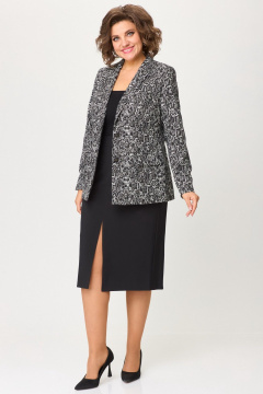 Жакет деловой удлиненный из текстильной ткани БелЭльСтиль 866-2_99_22 черный_дизайн - фото 5